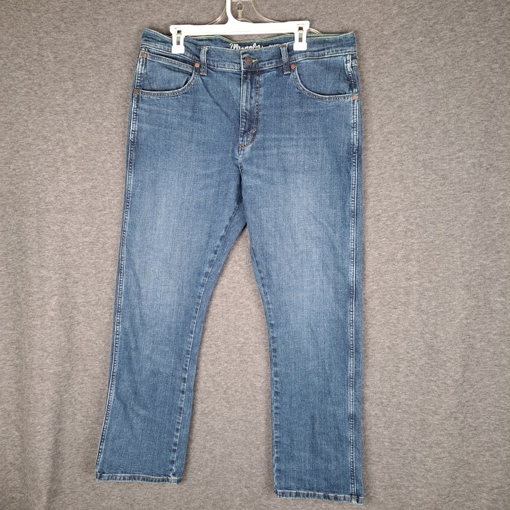 Wrangler Retro Slim Straight Jeans Mens 37x31* Medium Wash Stretch Denim Western